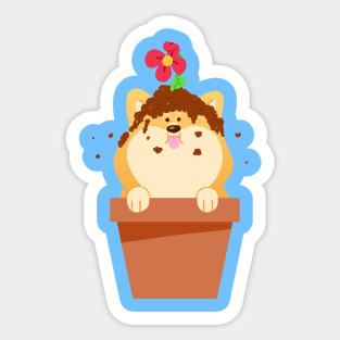 Flower Pot Shiba Sticker